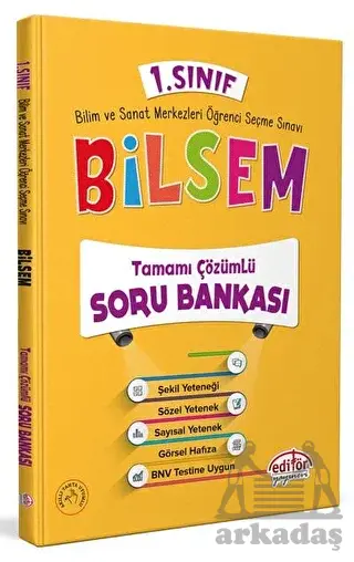 1. Sınıf Bilsem Tamamı Çözümlü Soru Bankası Editör Yayınevi