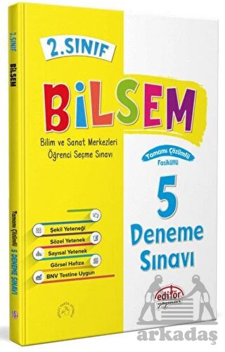 2. Sınıf Bilsem Çözümlü 5 Deneme Sınavı - Editör Yayınevi