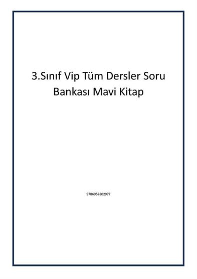 3.Sınıf Vip Tüm Dersler Soru Bankası Mavi Kitap