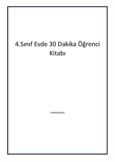 4.Sınıf Evde 30 Dakika Öğrenci Kitabı