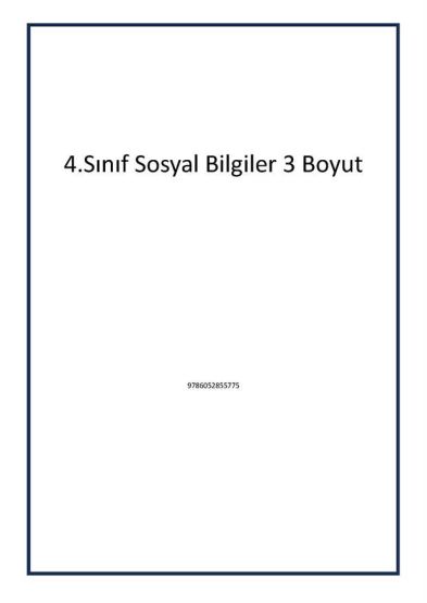 4.Sınıf Sosyal Bilgiler 3 Boyut