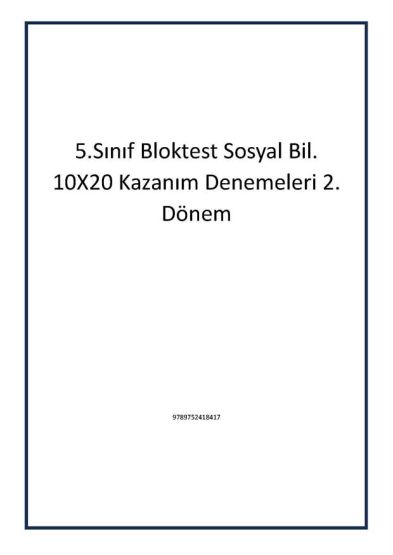 5.Sınıf Bloktest Sosyal Bil. 10X20 Kazanım Denemeleri 2. Dönem