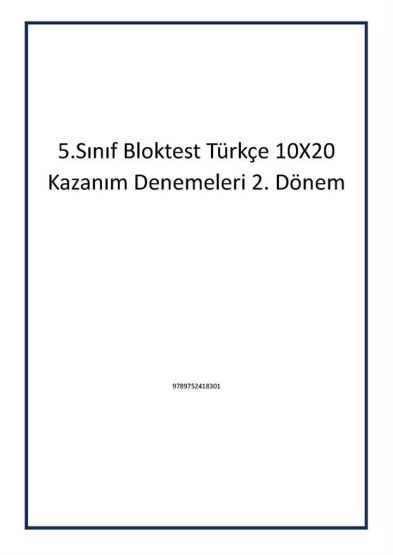 5.Sınıf Bloktest Türkçe 10X20 Kazanım Denemeleri 2. Dönem