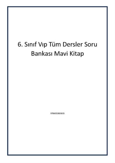 6. Sınıf Vıp Tüm Dersler Soru Bankası Mavi Kitap