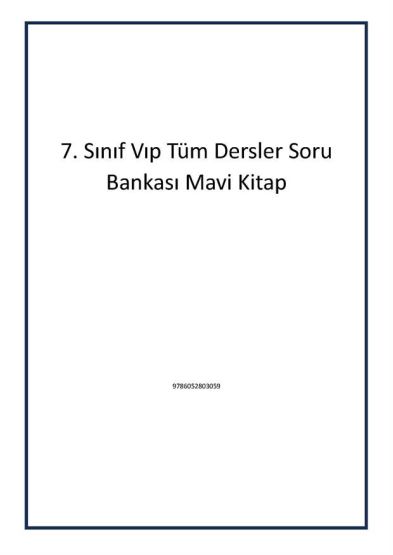 7. Sınıf Vıp Tüm Dersler Soru Bankası Mavi Kitap