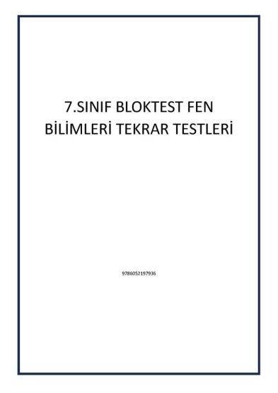 7.SINIF BLOKTEST FEN BİLİMLERİ TEKRAR TESTLERİ