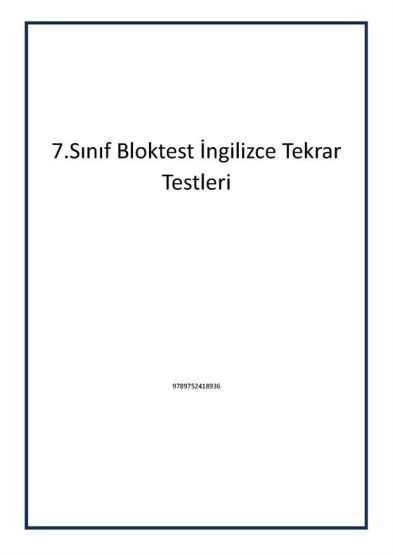 7.Sınıf Bloktest İngilizce Tekrar Testleri