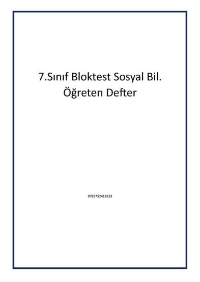 7.Sınıf Bloktest Sosyal Bil. Öğreten Defter