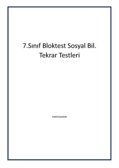 7.Sınıf Bloktest Sosyal Bil. Tekrar Testleri