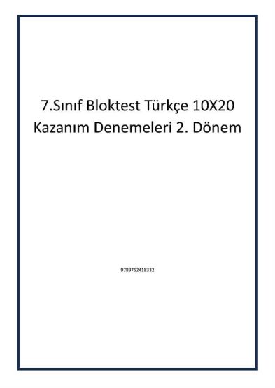 7.Sınıf Bloktest Türkçe 10X20 Kazanım Denemeleri 2. Dönem