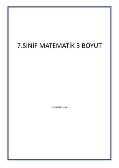 7.SINIF MATEMATİK 3 BOYUT