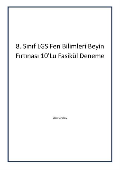 8. Sınıf LGS Fen Bilimleri Beyin Fırtınası 10'Lu Fasikül Deneme