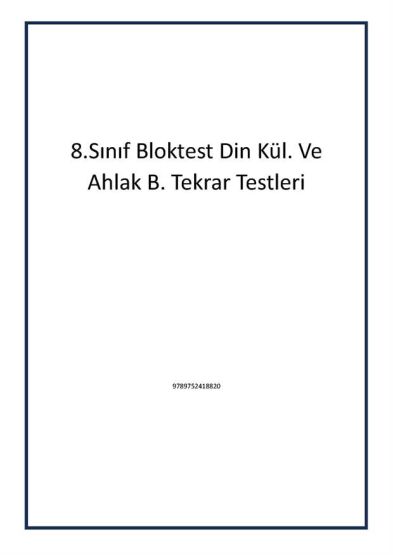 8.Sınıf Bloktest Din Kül. Ve Ahlak B. Tekrar Testleri