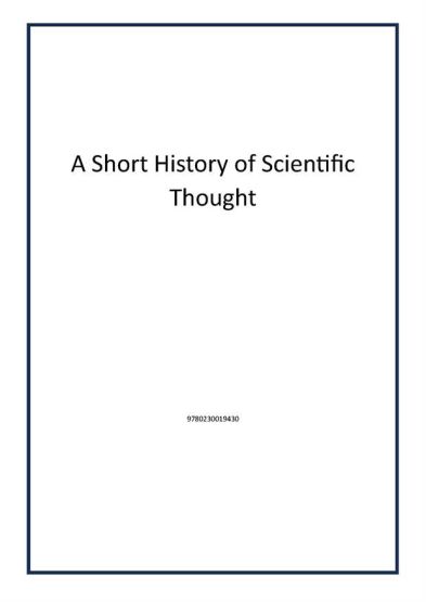 A Short History of Scientific Thought