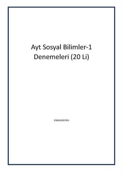 Ayt Sosyal Bilimler-1 Denemeleri (20 Li)