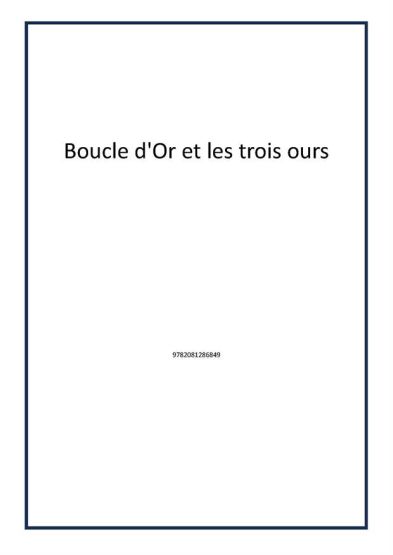 Boucle d'Or et les trois ours