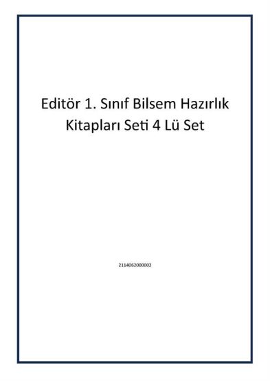 Editör 1. Sınıf Bilsem Hazırlık Kitapları Seti 4 Lü Set