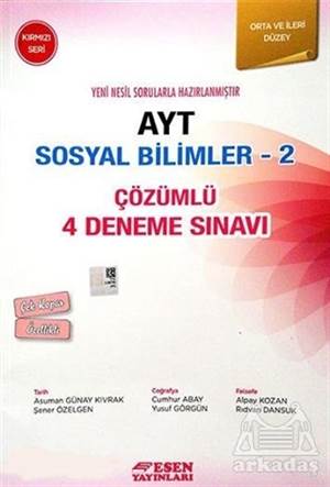 Esen Ayt Çözümlü 4 Deneme Sosyal Bilimler-2 Kırmızı Seri