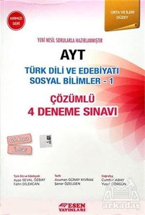 Esen Ayt Çözümlü 4 Deneme Türk Dili Ve Edebiyatı-Sos.Bil.-1 Kırmızı Seri