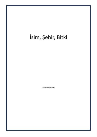 İsim, Şehir, Bitki