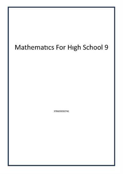 Mathematıcs For Hıgh School 9