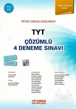 TYT Çözümlü 4 Deneme Sınavı Mavi Seri