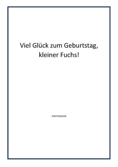 Viel Glück zum Geburtstag, kleiner Fuchs!