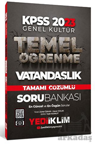 Yediiklim Yayınları 2023 KPSS Genel Kültür Temel Öğrenme Vatandaşlık Tamamı Çözümlü Soru Bankası